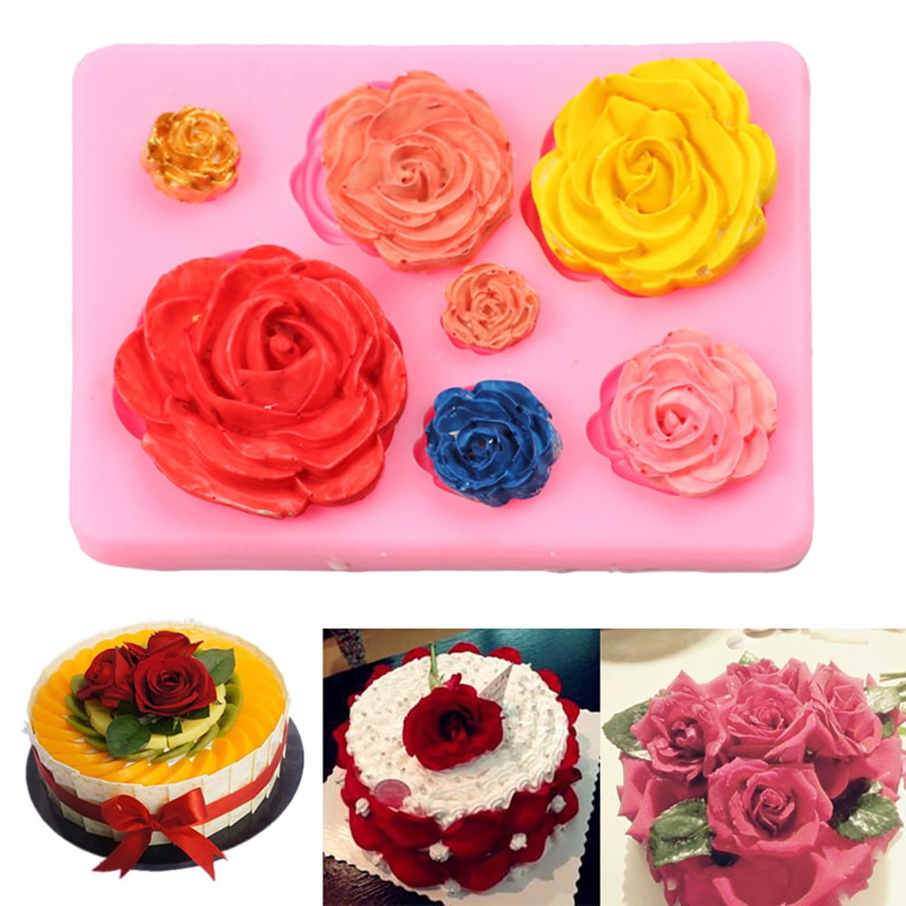 Uryoung 3D Silicone Rose Shaped Chocolate Cake Fondant Mould Baking Sugar Craft Decorating Mold