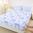 thumbnail image 4 of Manfei Light Blue Bow Love Heart Polka Dot Bed Sheets, Cartoon Kawaii King Sheets for Boys Girls Women Men, 4 Pieces, 4 of 5