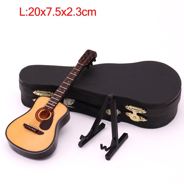 Mini Full Angle Folk Guitar Guitar Miniature Model Wooden Mini Musical Instrument Model Collection L: 20CM Acoustic guitar full angle