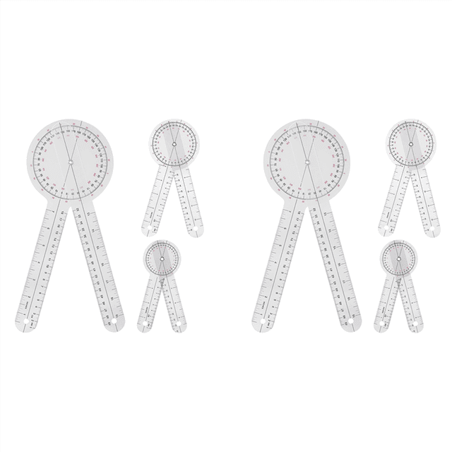 6-Piece Goniometer 6/8/12 Inch Occupational Therapy Protractor Tool Measuring Angle Ruler Universal