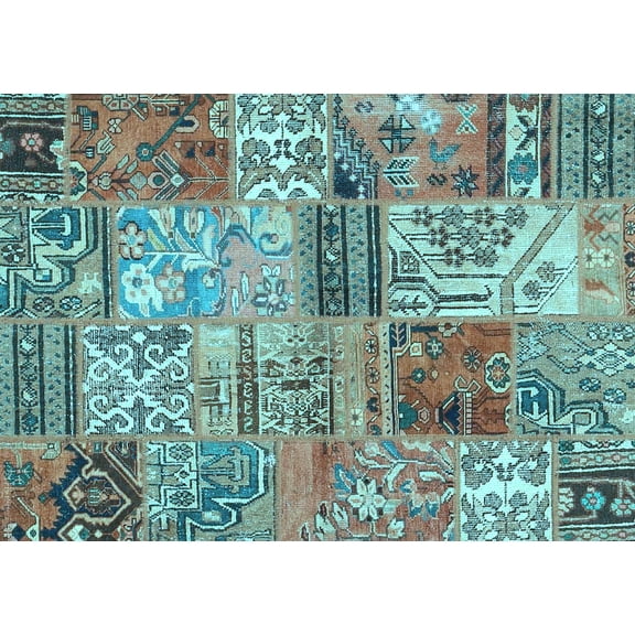 Ahgly Company Indoor Rectangle Patchwork Light Blue Transitional Area Rugs, 2' x 3'