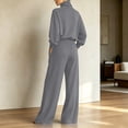 thumbnail image 5 of vdgthytj Sweatsuits Women 2 Piece Outfit Long Sleeve Turtleneck Drop Shoulder Tops Drawstring Wide Leg Pants Fall Athleisure Sets(X-Large,Gray), 5 of 6