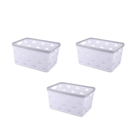 NEPA Market White Rectangular Baskets - Size Large - 3 Pack - Pantry Baskets, Bins for Shelves, Organizer and Storage for Bathroom, Bedrooms, Kitchens and More - Small Size