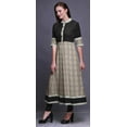 thumbnail image 3 of Bimba Grey Diamond & Triangle Geometric Long A Line Anarkali Dress For Women Classic Printed Indian Kurtis Tunic-Medium, 3 of 5