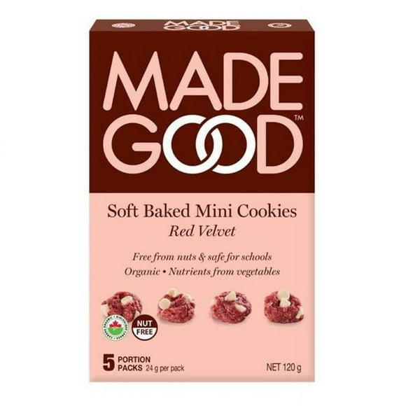 Made Good - Mini Biscuits Cuits au Four Rouge Velours 5 Packs de Portion, 120g