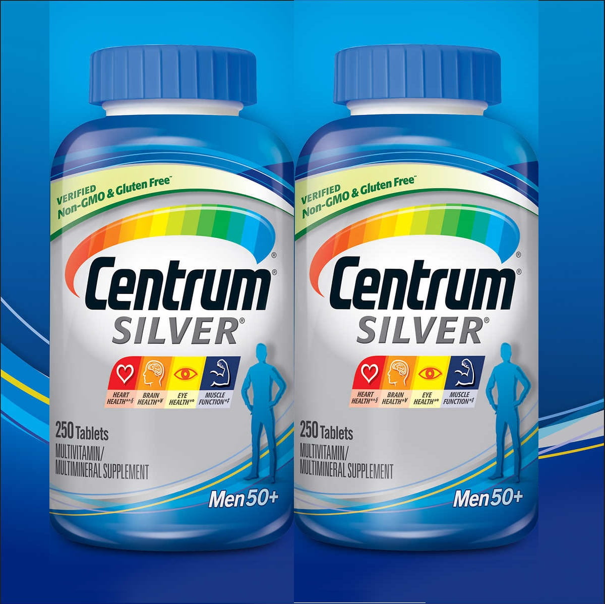 2 PACK Centrum Silver Men 50+, 250 Tablets