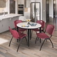 thumbnail image 2 of 42" Round Breakroom Table- Maple Top- Black Base & 4 Stack Chairs- Burgundy, 2 of 8