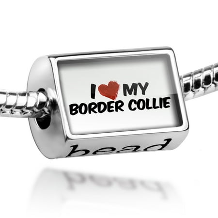 Scottish Border Collie - Bead I Love my Border Collie Dog from Scotland, England, Wales Charm Fits All European Bracelets