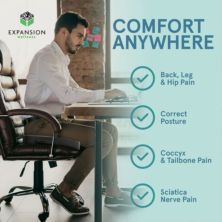 ComfiLife Premium Comfort Seat Cushion - Non-Slip Orthopedic 100% Memory  Foam Coccyx Cushion for Tailbone Pain - Cushion for Office Chair Car Seat 