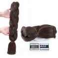 thumbnail image 5 of Benehair 5Packs Jumbo Braiding Hair Extensions Real Afro Box Braids Crochet Twist Braid Ponytail 24" Medium Brown, 5 of 8