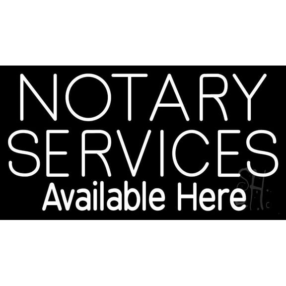 Notary Services Available Here LED Neon Sign 13 x 24 - inches, Black Square Cut Acrylic Backing, with Dimmer - Bright and Premium built indoor LED Neon Sign for Defence Force.