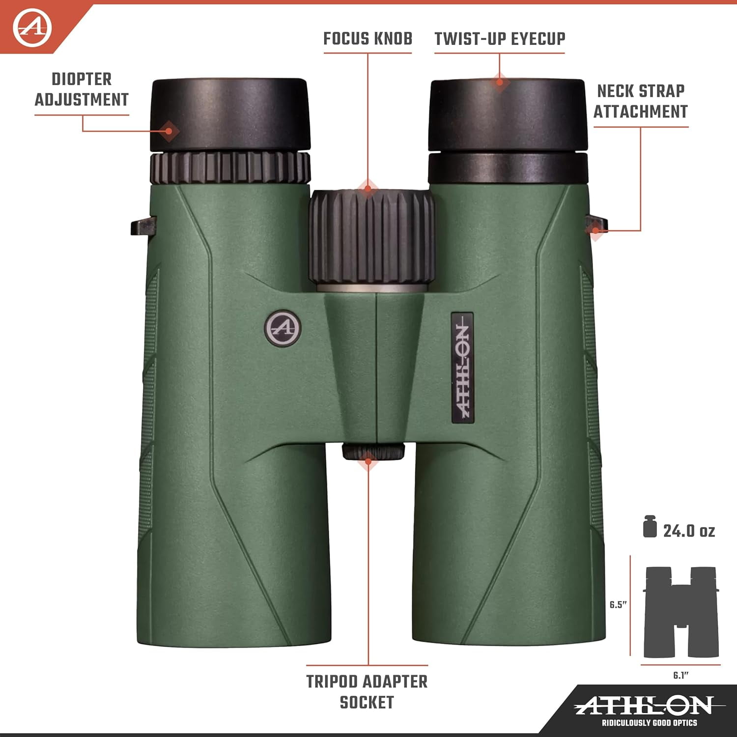 Athlon Forerunner 10x42 HD Binoculars w/Harness