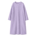 thumbnail image 6 of Ohufall Pajamas Dress for Women Warm Winter Fleece Bathrobe Nightgown Loungewear Crew Neck Long Sleep Robe, 6 of 9