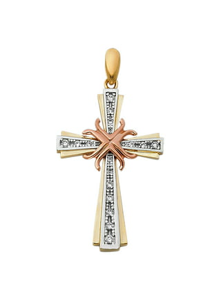 Mens 14k Gold Crucifix Pendant