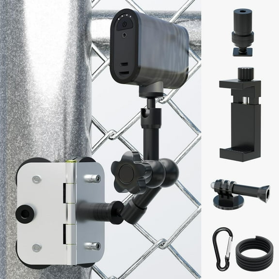 Magnetic Fence Mount - Post Mount for Mevo Start, GoPro, iPhone and Action Cameras, Two 1/4" Mount Points Camera Magnet Holder for Game Changer at Baseball Field