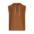 thumbnail image 5 of Men's Linen Sleeveless Hoodie Quarter Zip Pullover Solid Color Cotton Linen Blend Breathable Lightweight Casual Sports Gym Workout Beach Vacation Streetwear | Zenithor,Orange 2XL, 5 of 8