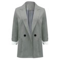thumbnail image 4 of Jacenvly 2024 Blazers for Women Lapels Long Sleeve Cropped Office Suit Blousebutton Pocket Solid Cardigan Coat Soft Comfort Fashion Dignified Slimming Top, 4 of 6