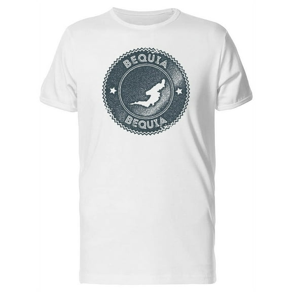 Bequia Land Grunge Map T-Shirt Men -Image by Shutterstock, Male Medium