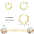 thumbnail image 4 of Alexcraft 3 Pairs 14K Gold Plated Huggie Hoop Earrings Set, Hypoallergenic Heart Earrings for Women, Gifts for Mom, 4 of 6