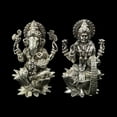 thumbnail image 5 of 925 Sterling Silver Semi Solid Antique Theme Ganesh & Lakshmi / Laxmi idol (Figurine #29), 5 of 7