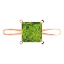 2 ctw Solitaire Anniversary Ring for Women | Princess Cut Natural Peridot | Hyperallergenic Solid 18K Rose Gold