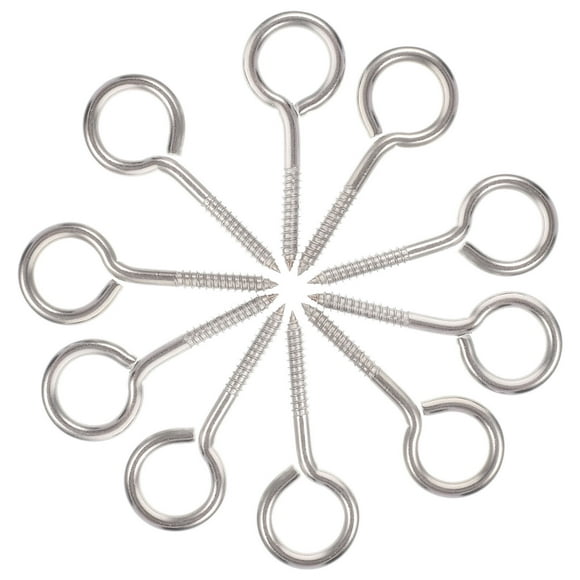 10Pcs Metal Screw Hooks Eye Hooks Heavy Duty Fixing Screws Swing Hammock Eye Hooks