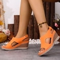 thumbnail image 3 of Dakaela Womens Summer Sandals Slingback Platform Wedge Slides Comfortable Dressy Walking Shoes with Arch Support Size 6-10 Orange, 3 of 7