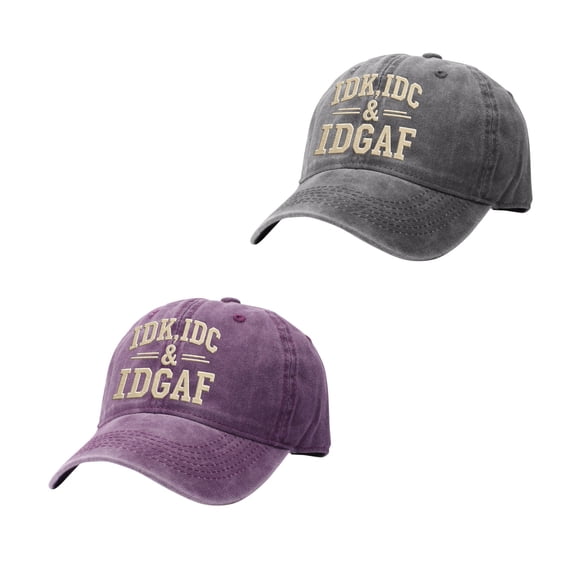 LowProfile Hats for Women&Men Breathable IDK & IdgafβEmbroideredβDistressedβCottonβFunnyβAdjustableβBaseball Running Hats Purple