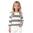 thumbnail image 2 of Blekii Crew Neck Basic Tee Comfortable, Kids Long Sleeve Striped T-Shirt Casual Blouse Girls Cotton, Casual Wear, School, Weekend, Travel, Daily Outfit, Seasonal Fashion, Layering, Indoor Activities, 2 of 7