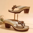 thumbnail image 4 of Eltusu Women Slide Sandals, Slip On Fashion Block Heel Open Toe Ladies Shoes Gold Size 9, 4 of 9
