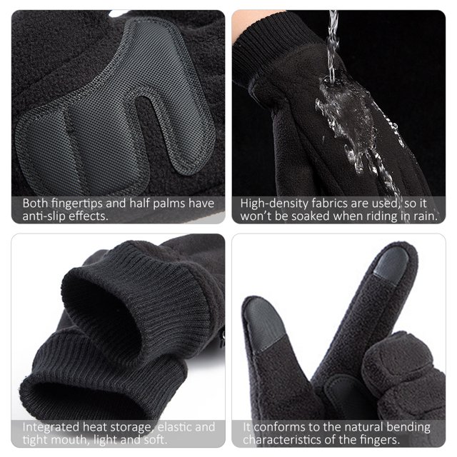 Cálidos hombres polar pantalla táctil esquí a prueba de viento dedo completo ciclismo guantes térmicos JShteea Accesorios para bicicletas