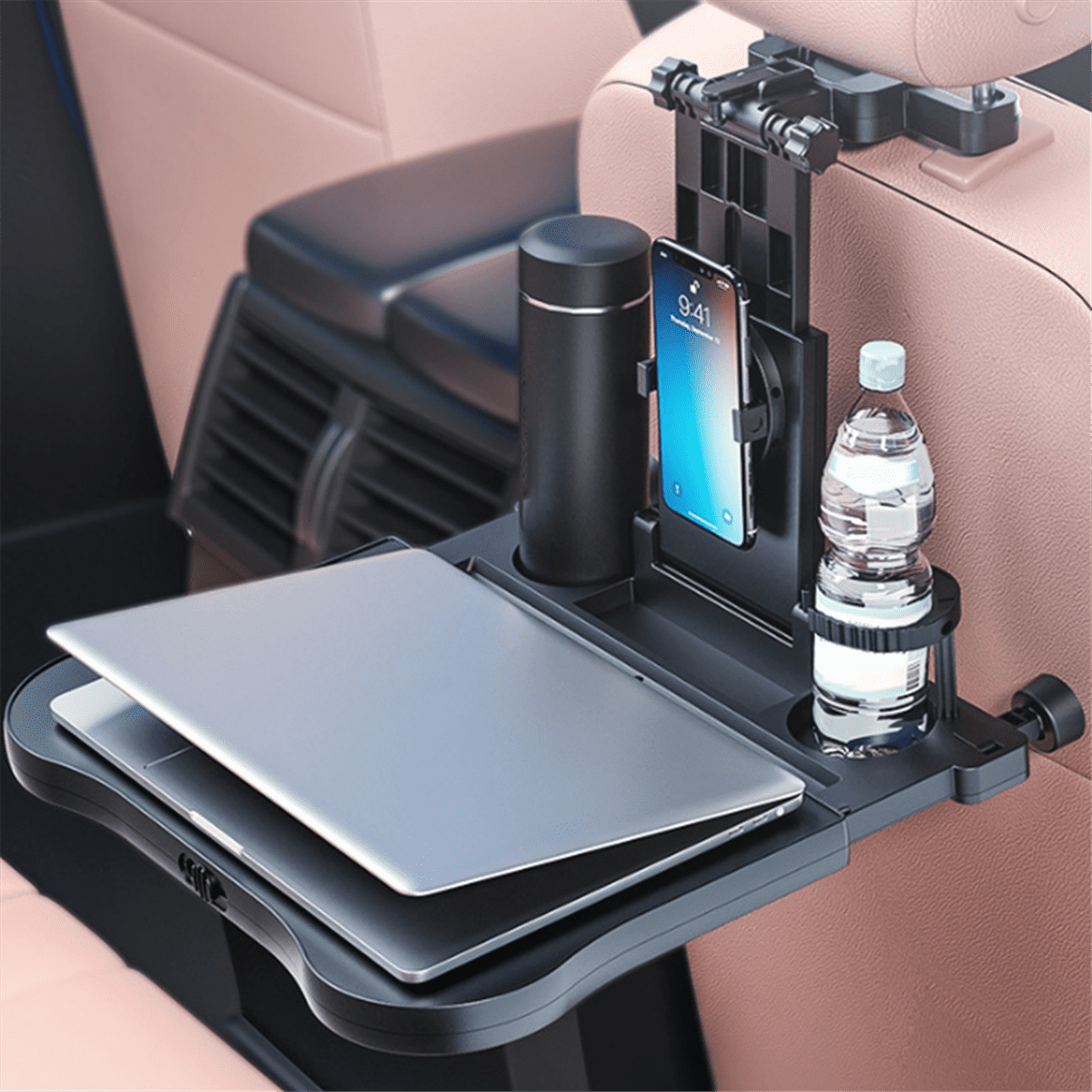 Car Back Seat Tray Desktop is Stable, for Rear Passengers to Eat and Work, Adjustable Travel Tray