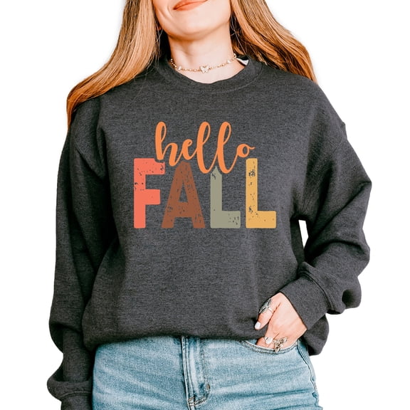 Hello Fall Cursive Block - Women's Graphic Sweatshirt