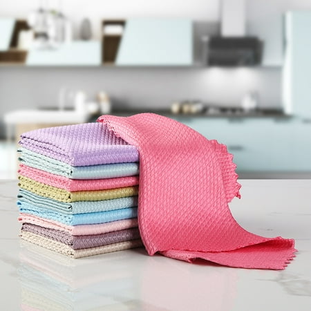 

WTCK Cleaning Cloths Reusable Kitchen Towels Easy Clean Cloth Nanoscale Cleaning Cloth Window Mirror Cleaning Cloth 25*25 cm Pack of 10(Color Shipped Randomly)