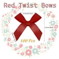 thumbnail image 2 of Trianu 100 Pcs Mini Satin Ribbon Twist Tie Bows DIY Twist Bow Crafts Tying Up for Christmas Wedding Gift Wrapping Candy Treat Bags Decoration, Red, 2 of 7