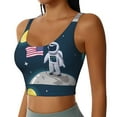 thumbnail image 2 of Fotbe Astronaut With USA Flag Sujetador Deportivo Largo sin Aros para Mujer con Almohadillas y Soporte Medio, Transpirable y Absorbente, Camiseta Tipo Chaleco o Tank Top-Large, 2 of 8