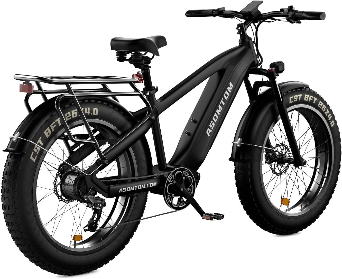 ASOMTOM ，26" x4.0 Fat Tire Electric Bike for Adults, 750W Motor 28+MPH, 48V 15Ah Removable Battery, Shimano 7-Speed, Suspension Fork, Cruise Control - Electric Mountain Bicycle
