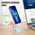 thumbnail image 3 of Tomorotec Adjustable Angle Acrylic Cell Phone Stand for Smartphones 4-7 Inch, Universal Desk Secure Grip Holder for Video Calls, Gaming, Video Watching & More, Charging Port Access Design(Iridescent), 3 of 8
