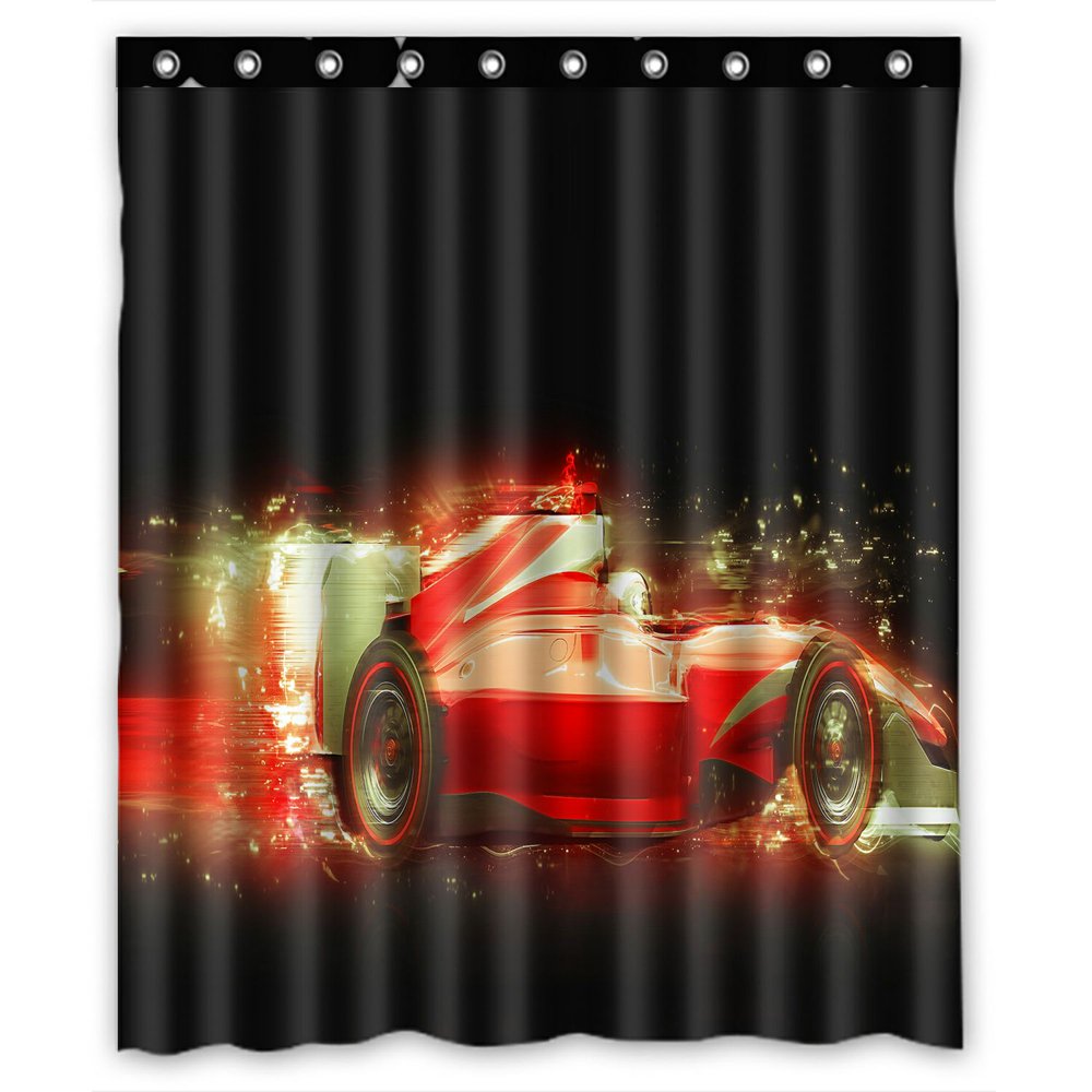 ABPHQTO Race Car Waterproof Polyester Shower Curtain and Hooks For Home