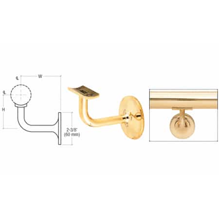 - CRL Polished Brass Concealed Surface Mounted Hand Railing Bracket for 2