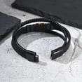 thumbnail image 3 of VNOX Men's Stainless Steel Magnetic Clasp Tiger Eye Beaded Black Leather Bracelet Gift, 3 of 6