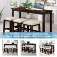 thumbnail image 4 of 4 Piece Counter Height Dining Table Set Kitchen Table with Fabric Padded Stools Rustic Bar Dining Set with Socket, 4 of 7