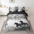 thumbnail image 2 of Homewish 3D Racing Horse Bedding Comforter Set 7pcs for Adult, Grey Rustic Cabin King Bedding Sets, Farmhouse Animal Reversible Bed Sheets, Luxury Bedroom Decor, 2 of 7