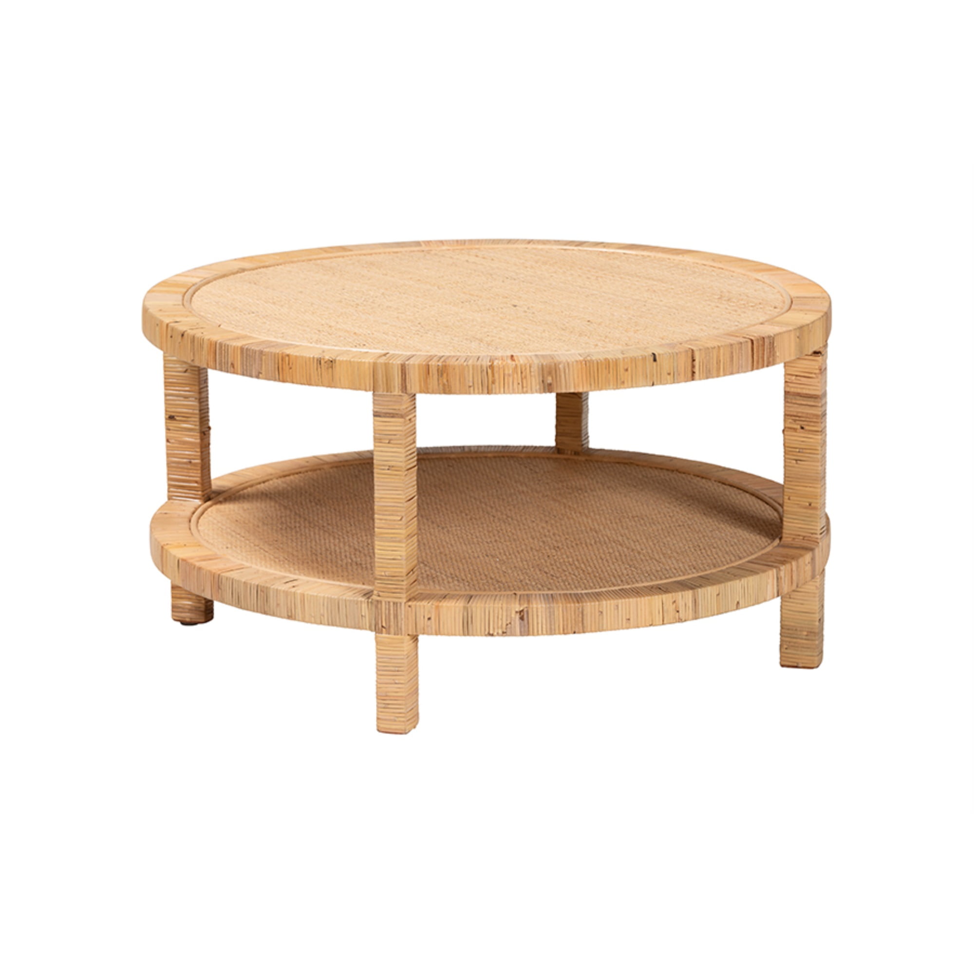 bali & pari Kalimantan Light Honey Rattan and Mahogany Wood Coffee Table