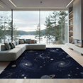 thumbnail image 2 of ODIKA 6'x9' Washable Area Rug Starry Motifs Planetary Planets Stars Themed Large Galaxy Nebula Playful for Queen Size Bedroom, Under Bed, Master Suite, Easy Care, Non-Shedding, 2 of 7