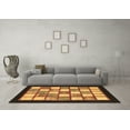 thumbnail image 3 of Ahgly Company Indoor Round Checkered Brown Modern Area Rugs, 4' Round, 3 of 4