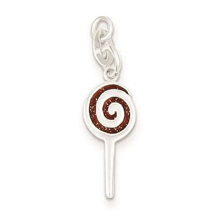 Sterling Silver Enameled Lollipop Solid & Polished Charm Pendant 33mmx10mm
