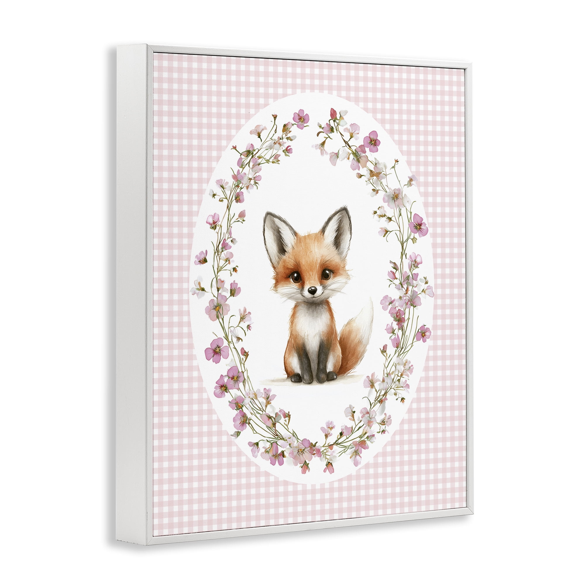 Stupell Industries Fox with Cherry Blossoms White Framed Giclee Art, design by Christine Simpson Art