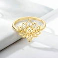 thumbnail image 4 of Simple Brass Lotus Cutout Ring For Women Fashion Jewelry Gold Or Silver Tone, 4 of 5
