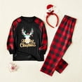 thumbnail image 3 of PatPat Conjuntos de pijamas a juego con empalme a cuadros y estampado de astas con letras de Feliz Navidad para la familia (resistente al fuego), 3 of 3